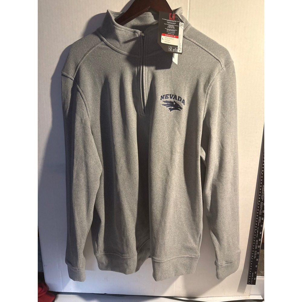 Antigua Mens Nevada Wolf Pack Subtle Quarter Zip Pullover Heather Grey 105435 L